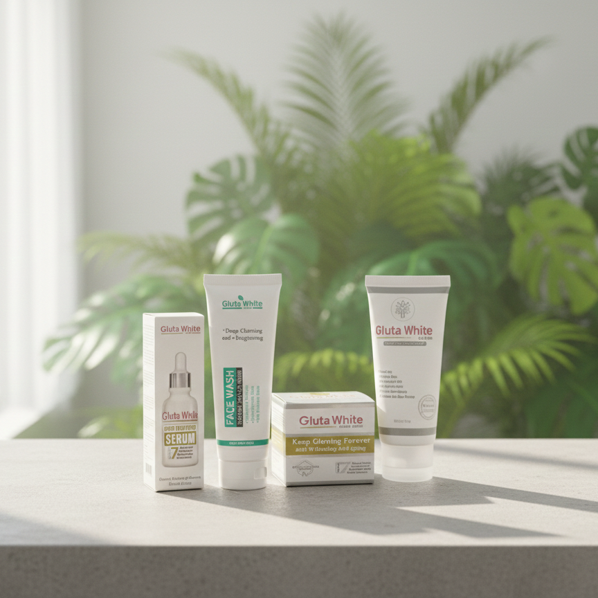 Gluta White 4 in 1 Skincare Products Face Wash Serum And Night Cream Providing Hydrating Care