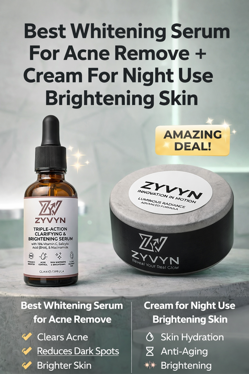 ZYVYN Ultimate Skin Duo – Acne Control Serum + Brightening Cream